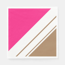 Roligt Söt Rosa Mocha Brown White Tävla Rand Pappersservett