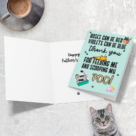 Roligt Sött Blått Glad Fars Dag Från Katt Kort