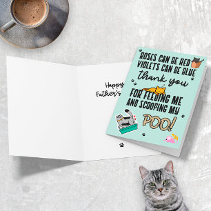 Roligt Sött Blått Glad Fars Dag Från Katt Kort