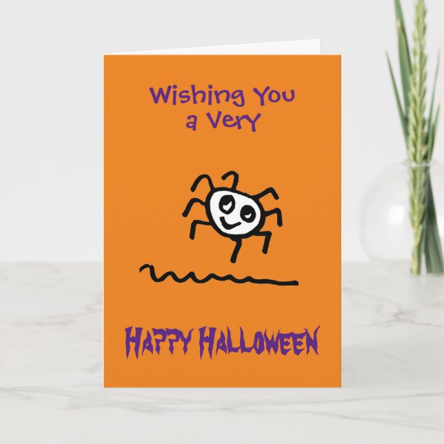 Roligt Sött Kusligt Spindel Halloween-kort Kort (Framsida)