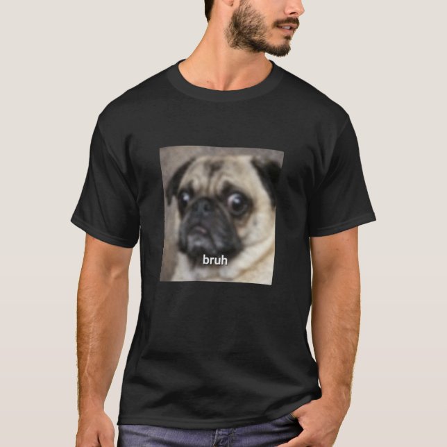 Roligt Sött Mops Hund Ansikte Suddig Meme Långärma T Shirt (Framsida)