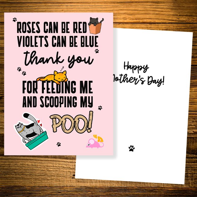 Roligt Sött Rosa Glad Mors Dag Från Katt Kort (Skapare uppladdad)