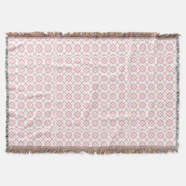 Roligt Sött Rosa och Vitt Mönster Mysfilt (Framsidan)
