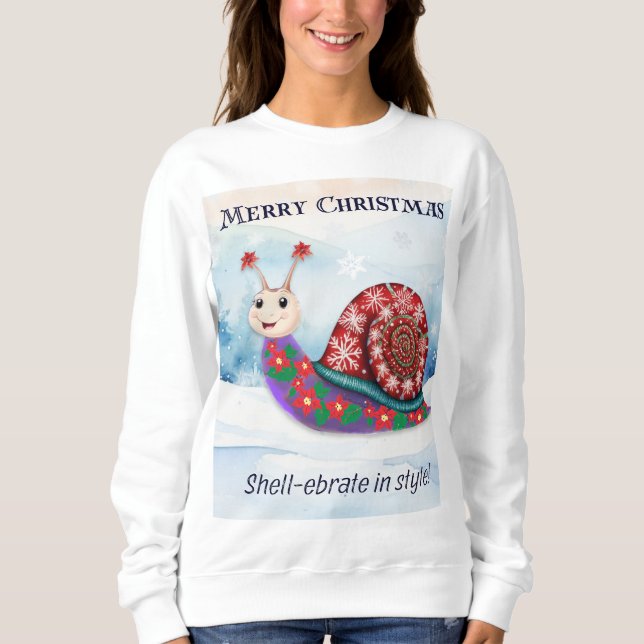 Roligt Sött Snigel Snö Puns Humor Jul T Shirt (Framsida)