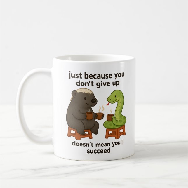 Roligt, sött, tecknat djur orm kort citat present kaffemugg (Vänster)