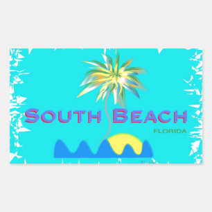 Roligt South Beach, Florida Rektangulärt Klistermärke