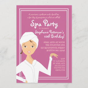 Roligt Spa Girl Birthday Spa Party-inbjudan Berg Inbjudningar