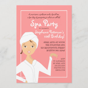 Roligt Spa Girl Birthday Spa Party-inbjudan Rosa Inbjudningar