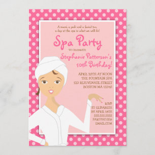 Roligt Spa Girl Birthday Spa Party-inbjudan  Rosa Inbjudningar