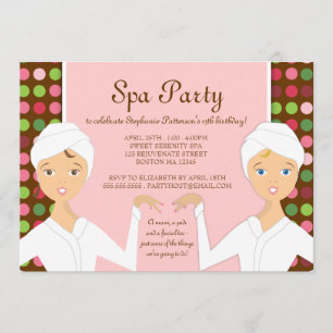 Roligt Spa Girl Birthday Spa Party-inbjudan Rosa Inbjudningar