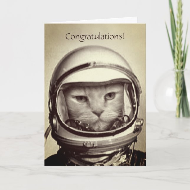 Roligt "Space Cat"-födelsedagskort Kort (Framsida)