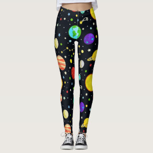 Roligt Space Mönster Leggings