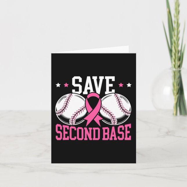 Roligt Spara 2:a basbollspelaren Breast Cancer Aw Kort (Framsida)