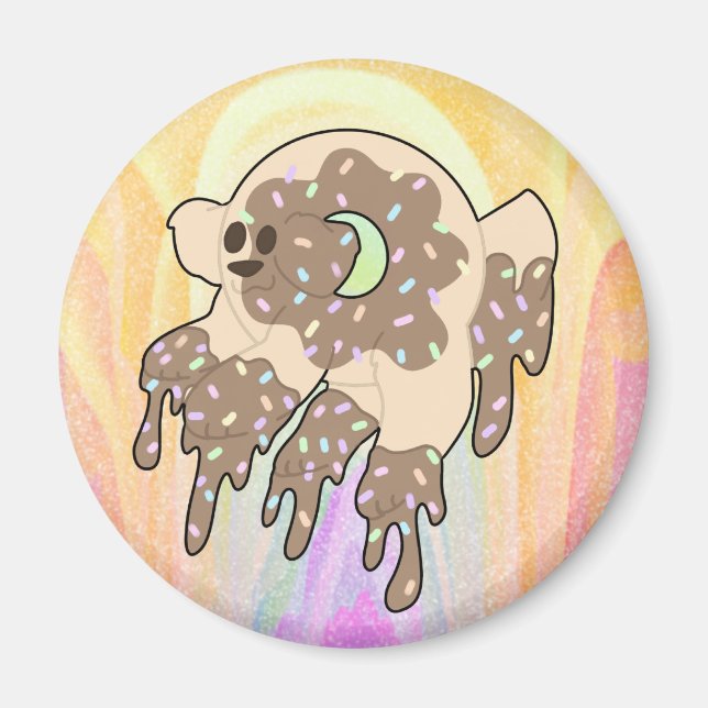 Roligt Sparkly Donut Hund Magnet (Framsidan)