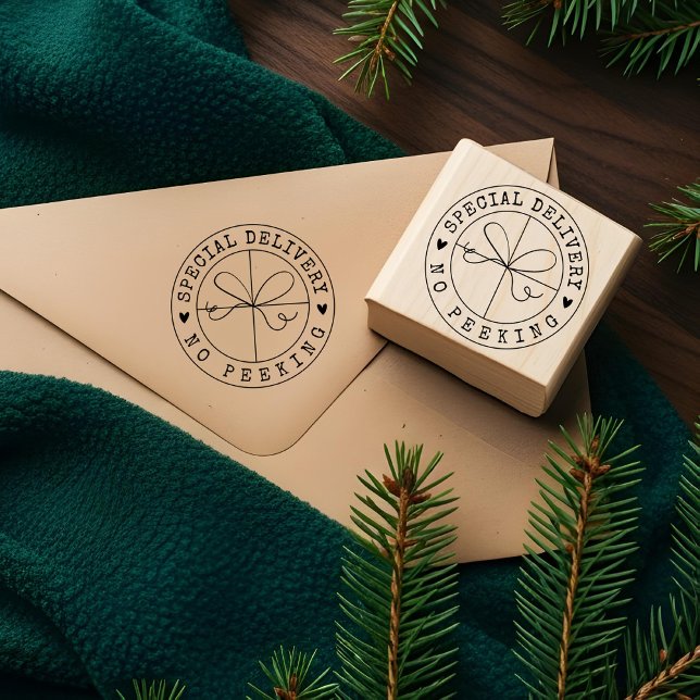 Roligt Speciell Delivery No Peeking Kraft Papper P Stämpel (Fun Special Delivery No Peeking Kraft Paper Parcel Rubber Stamp)