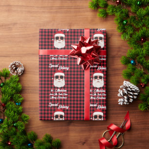 Roligt Speciell Delivery Santa Red Black Buffalo P Presentpapper