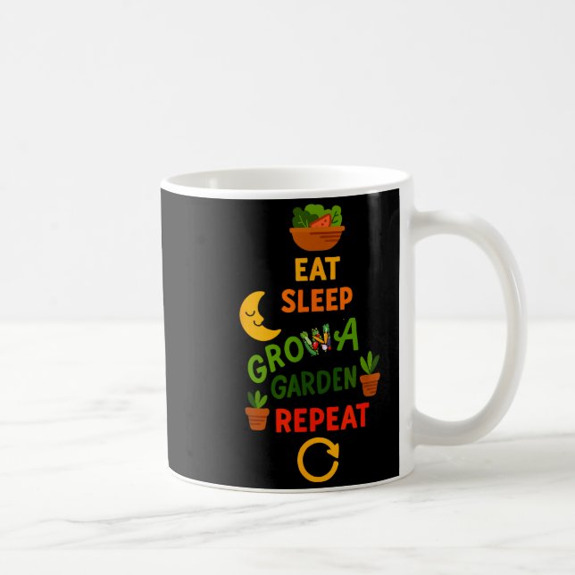 Roligt Spel Äta Sova Växa En Trädgård Upprepa Game Kaffemugg (Höger)