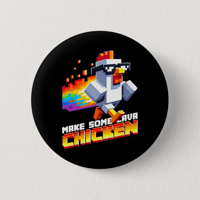 Roligt Spel Humor Meme Gör Någon Kyckling Pixel Ar Knapp (Framsida)