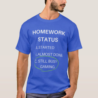 roligt spelande läxstatus med vit tet pojke gåva t shirt