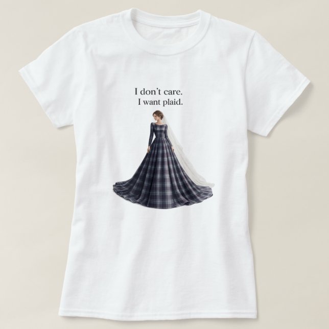 Roligt Spelar Ingen Roll Vill Ha Plaid Bröllop T Shirt (Design framsida)