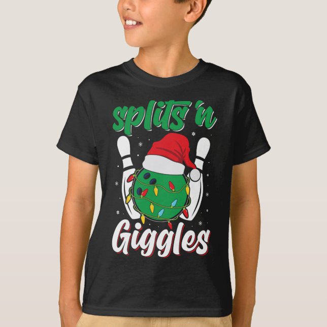 Roligt Splits n Giggles Bowling Player jul Bowl T Shirt (Framsida)