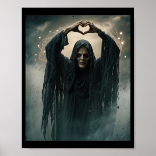 Roligt spöke hjärta händer skrämmande ansikte hall poster