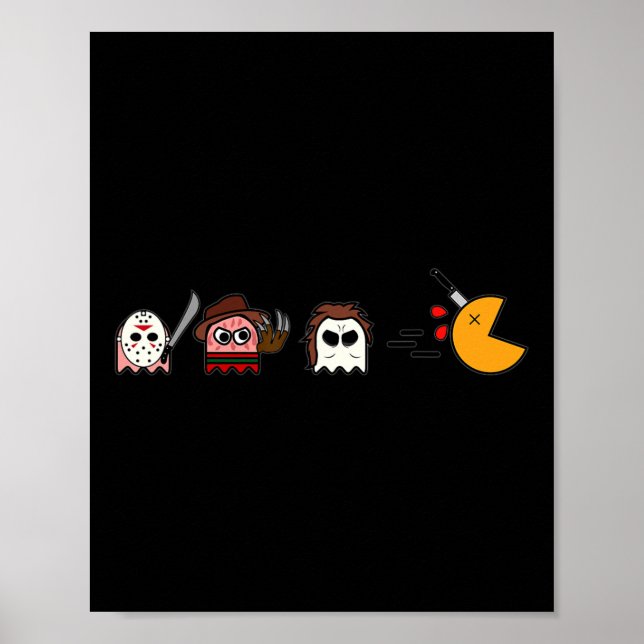 Roligt Spöken Parody Halloween Gamer 80's Horror M Poster (Framsidan)