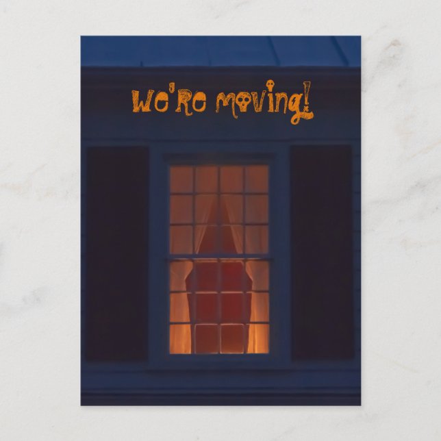 Roligt Spökhus Vi Byter Adress Halloween Meddelande Vykort (Framsida)