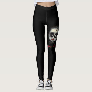 Roligt Spooky AF Creepy Goth Doll Ansikte Hallowee Leggings