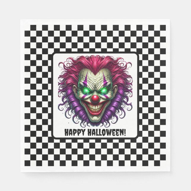 Roligt Spooky Clown Halloween Pappersservett (Framsidan)