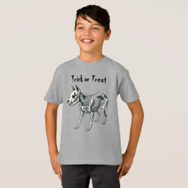 Roligt Spooky Hund Skeleton, Kids Halloween T Shirt