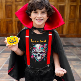 Roligt Spooky Skeleton Skull Abstrakt, Kids Hallow T Shirt