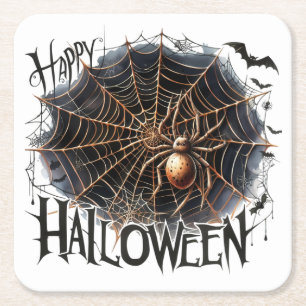 Roligt Spooky Spindelnät Halloween Papper Underläg Underlägg Papper Kvadrat
