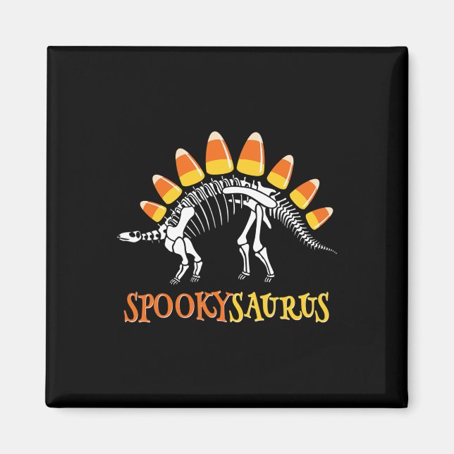 Roligt Spookysaurus Candy corn Dinosaur Halloween  Magnet (Framsidan)