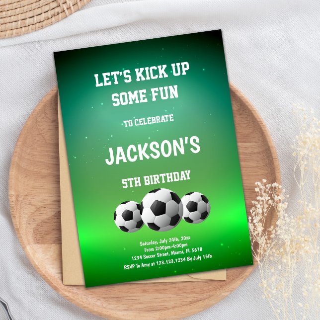 Roligt Sports Party Design Inbjudningar (Three Balls Soccer Birthday Invitations)