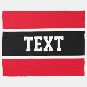 Roligt Sporty Athletic Bright Red White Black Rand Fleecefilt