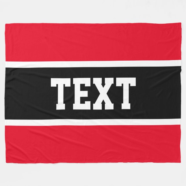 Roligt Sporty Athletic Bright Red White Black Rand Fleecefilt (Framsidan (Horisontell))