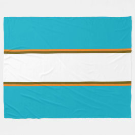 Roligt Sporty Azure Blue Brown White Tävla Rand Fleecefilt