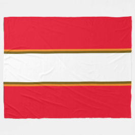 Roligt Sporty Bright Red Brown White Tävla Rand Fleecefilt