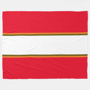 Roligt Sporty Bright Red Brown White Tävla Rand Fleecefilt