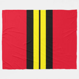 Roligt Sporty Bright Red Gult Black Tävla Rand Fleecefilt