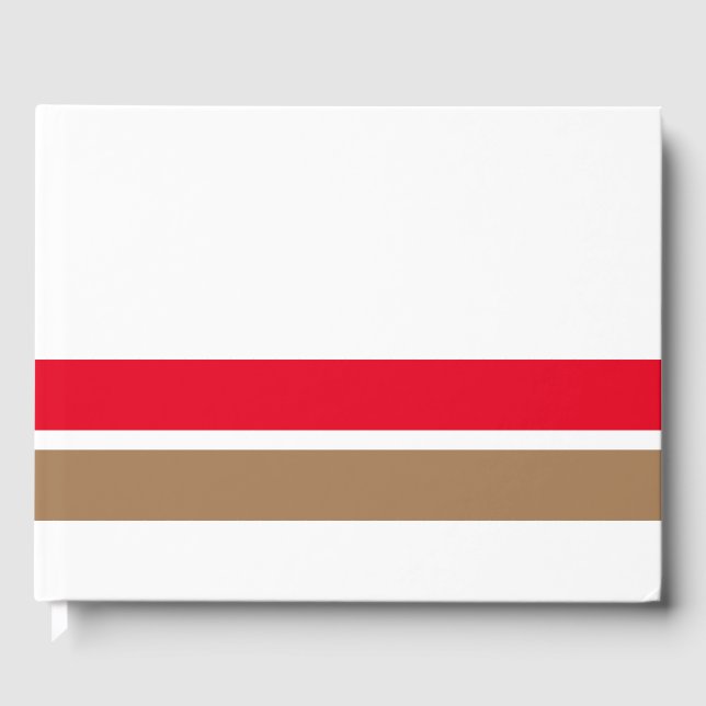 Roligt Sporty Bright Red Mocha Brown Rand On White Gästböcker (Framsida)