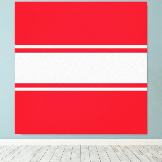 Roligt Sporty Bright Red White Center Tävla Rand Canvastryck (Insitu (trägolv))