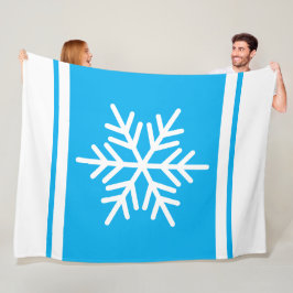Roligt Sporty Nordic Snowflake Azure White Rand Fleecefilt