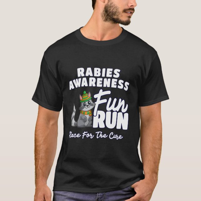 Roligt Springa för medvetenhet om rabies T Shirt (Framsida)