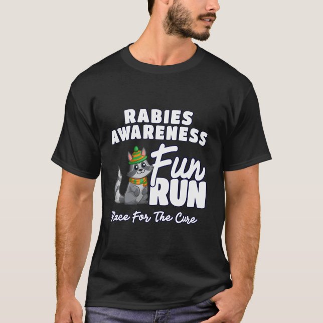 Roligt Springa för medvetenhet om rabies T Shirt (Framsida)