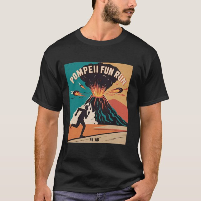 Roligt Springa Volcano Pompeii Eruption 79 AD T Shirt (Framsida)