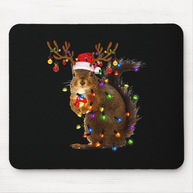 Roligt Squirrel Julgran Ljus Reindeer Santa Musmatta (Framsidan)
