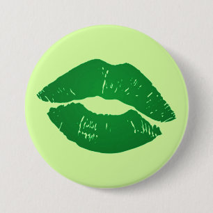 Roligt St. Patrick's Day Irish Kiss Grönt Läppar Knapp