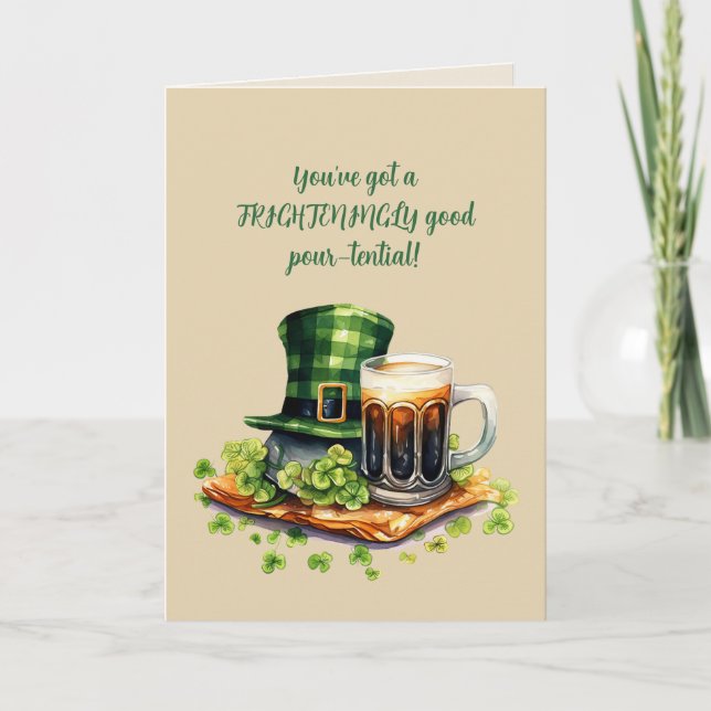 Roligt St. Patrick's Day Ölkort Kort (Framsida)